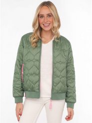 Zwillingsherz Kurtka pikowana "Be Happy" w kolorze zielonym rozmiar: XL. Zielone kurtki damskie Zwillingsherz, xl, bez wzorów, bez kaptura. Za 239.99 zł.