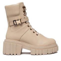 Botki Rage Age. Brązowe botki damskie Rage Age, bez obcasa, na słupku, bez zapięcia. Za 549.99 zł.