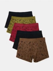 Bawełniane bokserki z motywem turystycznym 5 pack - wielobarwny. Bokserki męskie Sinsay, bez wzorów, z bawełny. Za 49.99 zł.