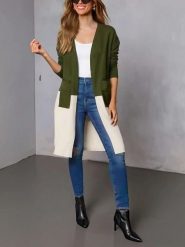 Milan Kiss Kardigan w kolorze oliwkowo-kremowym rozmiar: XL. Brązowe kardigany damskie Milan Kiss, xl, bez wzorów. Za 170.07 zł.