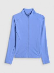 4F Bluza treningowa slim bez kaptura damska - niebieska M. Niebieskie bluzy bez kaptura damskie 4f, m, bez wzorów, bez ramiączek, bez kaptura. Za 179.99 zł.