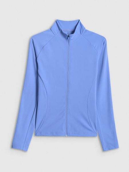 4F Bluza treningowa slim bez kaptura damska - niebieska M. Niebieskie bluzy bez kaptura damskie 4f, m, bez wzorów, bez ramiączek, bez kaptura. Za 179.99 zł.