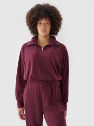 4F Bluza dresowa z weluru nierozpinana bez kaptura damska - czerwona M. Czerwone bluzy bez kaptura damskie 4f, m, z dresówki. W wyprzedaży za 69.99 zł.