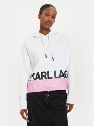 Karl Lagerfeld Jeans Bluza 245J1803 Biały Regular Fit. Białe bluzy bez kaptura damskie Karl Lagerfeld Jeans, l, z bawełny. Za 519.99 zł.