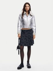 Desigual Kurtka z imitacji skóry Londres 24WWEW32 Srebrny Regular Fit. Szare kurtki damskie Desigual, xl, bez wzorów, ze skóry, bez kaptura. Za 679.99 zł.
