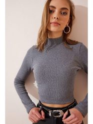 Happiness Istanbul Koszulka w kolorze szarym rozmiar: S/M. Szare bluzki damskie Happiness Istanbul, m, bez wzorów, bez kołnierzyka. Za 39.99 zł.