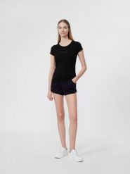 4F Spodenki dresowe damskie L. Niebieskie szorty damskie 4f, bez wzorów, z bawełny. W wyprzedaży za 29.99 zł.