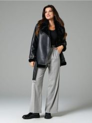 Spodnie wide leg - szary. Szare spodnie materiałowe damskie Sinsay, bez wzorów. Za 49.99 zł.