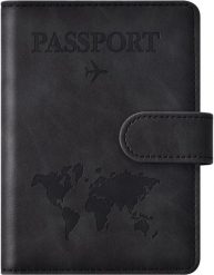 Etui na paszport, portfel podróżny RFID, czarny. Czarne portfele damskie TRAVELHAWK, bez wzorów, z materiału. Za 10.95 zł.