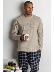 Admas Piżama w kolorze beżowym rozmiar: L. Brązowe piżamy męskie admas, l, bez wzorów, z bawełny, bez ramiączek. Za 156.61 zł.