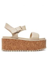 Lasocki Sandały WYL3440-3Z Beżowy. Brązowe sandały damskie Lasocki, bez wzorów, ze skóry, bez obcasa, na koturnie. Za 269.99 zł.