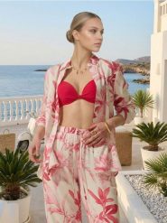 Góra od bikini push-up - różowy. Czerwone bikini damskie Sinsay, bez wzorów. Za 25.99 zł.