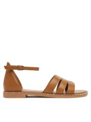 Clara Barson Sandały WS2607-02 Brązowy. Brązowe sandały damskie Clara Barson, bez wzorów, z materiału, bez obcasa, na płaskiej podeszwie. Za 99.99 zł.