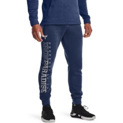 Spodnie Under Armour UA Pjt Rock, Mężczyźni. Niebieskie spodnie sportowe męskie Under Armour, z bawełny. Za 390.00 zł.