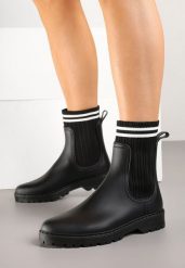 Czarne Kalosze ze Skarpetkową Cholewką Lanisora. Czarne kalosze damskie Born2be, bez wzorów. Za 84.99 zł.