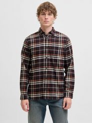 Jack & Jones Koszula "James" w kolorze czarno-pomarańczowo-kremowym rozmiar: XL. Czarne koszule męskie Jack & Jones, xl, bez wzorów, bez kołnierzyka, bez ramiączek. Za 83.62 zł.