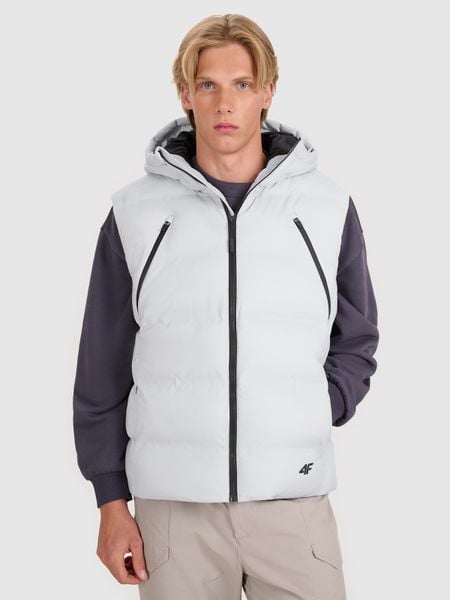 4F Bezrękawnik puchowy z wypełnieniem syntetycznym męski - szary XL. Szare kamizelki męskie 4f, m, z dzianiny. Za 299.99 zł.