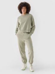 4F Spodnie dresowe joggery oversize damskie - oliwkowe XL. Brązowe spodnie dresowe damskie 4f, s, bez wzorów, z bawełny. W wyprzedaży za 79.99 zł.