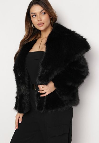 Czarna Kurtka Futro z Wsuwanymi Kieszeniami Liriena. Czarne kurtki damskie Born2be, uniwersalny, bez wzorów, z futra, bez kaptura. Za 219.99 zł.