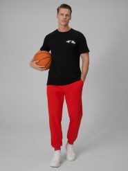 4F Spodnie dresowe joggery męskie - pomarańczowe M. Brązowe spodnie dresowe męskie 4f, bez wzorów, z bawełny. W wyprzedaży za 79.99 zł.