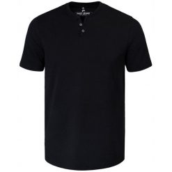 Męski T-Shirt, Dekolt z Guzikami - Pako Jeans - Czarna. Czarne t-shirty męskie Pako Jeans, l, bez wzorów, z bawełny, bez kołnierzyka. Za 65.00 zł.