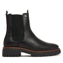 Sztyblety Barbour. Czarne botki damskie Barbour, bez obcasa, na słupku, bez zapięcia. Za 834.99 zł.