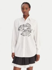 KARL LAGERFELD Koszula B1W11002 Biały Relaxed Fit. Białe koszule damskie Karl Lagerfeld, bez wzorów, z bawełny, bez kołnierzyka, bez ramiączek. Za 1,099.00 zł.