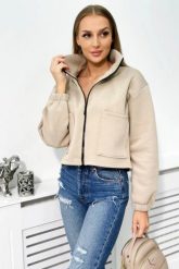Bluza bawełniana ocieplana z suwakiem jasno beżowa. Brązowe bluzy bez kaptura damskie KESI, l, z bawełny. Za 178.78 zł.