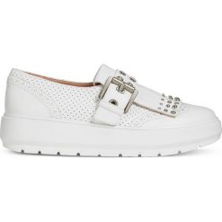 Geox - Mokasyny. Białe mokasyny damskie Geox, z materiału. W wyprzedaży za 299.90 zł.