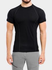 Koszulka męska Sensor Merino Active Tee S/S. Czarne bielizna termoaktywna męska Sensor, l, bez wzorów, z materiału. Za 296.99 zł.