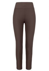 Prążkowane legginsy N-LISBONA. Brązowe legginsy damskie Volcano, xs, bez wzorów, z elastanu. Za 119.99 zł.