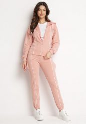 Różowy Komplet Dresowy Ozdobiony Kontrastowymi Lamówkami z Bluzą i Spodniami Svetoria. Czerwone bluzy z kapturem damskie Born2be, l, z dresówki. Za 149.99 zł.