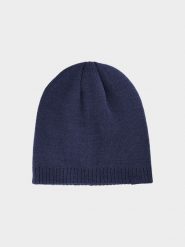 4F Czapka zimowa męska - granatowa Uniwersalny. Niebieskie czapki męskie 4f, na zimę, bez wzorów, z syntetyku, klasyczne. Za 39.99 zł.