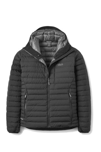 Kurtka puchowa męska Microlight Windstopper Hoody. Czarne kurtki męskie RAB, na zimę, m, bez wzorów, z gore-texu, bez kaptura. Za 1,509.99 zł.