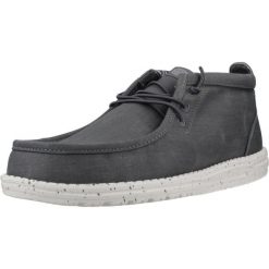 Buty HEY DUDE WALLY MID CANVAS Szary. Szare buty trekkingowe męskie Hey dude, z tkaniny, bez zapięcia, trekkingowe. Za 263.99 zł.