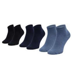 Skarpetki sportowe męskie 3PPK Basic Quarter Socks. Niebieskie skarpetki męskie Skechers, bez wzorów, z bawełny. Za 29.99 zł.