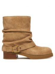 MICHAEL Michael Kors Botki Colby 40F5COFE5S Beżowy. Brązowe botki damskie MICHAEL Michael Kors, ze skóry, bez obcasa, na słupku, bez zapięcia. Za 1,059.00 zł.