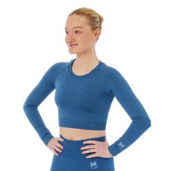 Xtreme Sportswear Crop Damski top sportowy z długim rękawem Niebieski. Niebieskie topy damskie XTREME SOCKSWEAR, l, bez wzorów, bez ramiączek. Za 142.99 zł.
