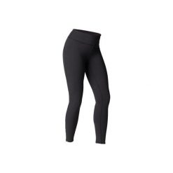 Legginsy do dynamicznej jogi. Czarne legginsy damskie DOMYOS, l, bez wzorów, z elastanu. Za 99.99 zł.
