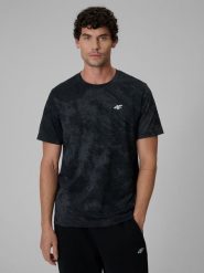 4F T-shirt regular z nadrukiem męski - czarny XXL. Czarne t-shirty męskie 4f, m, bez wzorów, z bawełny, bez kołnierzyka. Za 89.99 zł.
