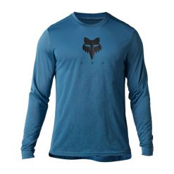 Koszulka rowerowa męska Fox Ranger Tru Dri SS Jersey. Niebieskie t-shirty sportowe męskie FOX, m, z jersey, bez ramiączek, rowerowe. Za 255.00 zł.