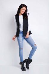 Czarna Kamizelka Dzianinowa bez Zapięcia z Klapami. Czarne kamizelki damskie Awama, l, z bawełny. Za 174.90 zł.