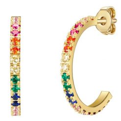 EASTSIDE Kolczyki kreole ze stali szlachetnej Stal szlachetna Cyrkonia żółte złoto Kolczyki koła 1 ct Damski. Żółte kolczyki damskie Eastside, z cyrkonią, pozłacane. Za 169.99 zł.