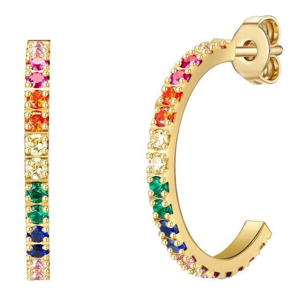 EASTSIDE Kolczyki kreole ze stali szlachetnej Stal szlachetna Cyrkonia żółte złoto Kolczyki koła 1 ct Damski. Żółte kolczyki damskie Eastside, z cyrkonią, pozłacane. Za 169.99 zł.