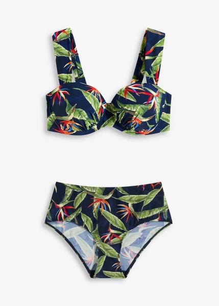 Bikini balkonetka (2 części). Niebieskie bikini damskie bonprix, bez wzorów. Za 147.99 zł.