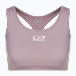 Biustonosz EA7 Emporio Armani Vigor7 Medium Support. Fioletowe biustonosze sportowe damskie EA7 Emporio Armani, bez wzorów, z elastanu. Za 169.99 zł.