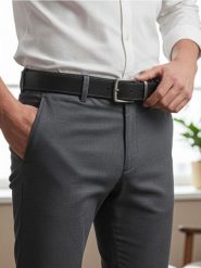 Pasek z imitacji skóry z metalową klamrą - czarny. Czarne paski męskie Sinsay, bez wzorów, ze skóry. Za 19.99 zł.