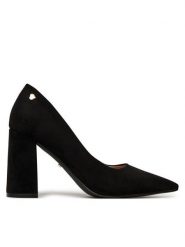 DeeZee Czółenka KB-008A Czarny. Czarne czółenka damskie DeeZee, bez wzorów, z materiału, bez obcasa. Za 139.99 zł.
