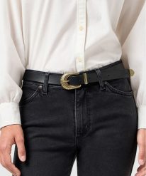 DAMSKI PASEK WRANGLER WESTERN SUN BELT BLACK 112365347. Czarne paski damskie Wrangler, bez wzorów. Za 109.99 zł.