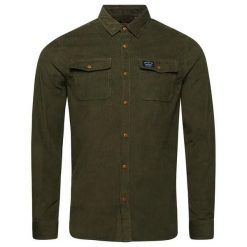Sztruksowa koszula Superdry Trailsman. Zielone koszule męskie Superdry., l, z aplikacjami, z bawełny, bez kołnierzyka, bez ramiączek. Za 270.00 zł.